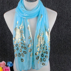 Peacock Chiffon Scarf Solid Shawl Hijab Windproof Head Wrap Sunscreen Travel