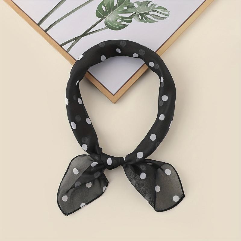 Polka Dot Print Bandana Gauze Square Scarf Casual Neckerchief Head Wrap