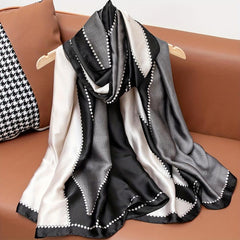 Geometric Silk Scarf Wrap for Daily Decoration Gift