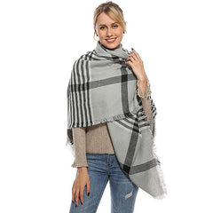 Colorful Big Plaid Scarf Women Lightweight Warm Fall Blanket Oversized Shawl
