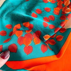 Square Large Shawl Satin Orange & Sun Protection Shawl