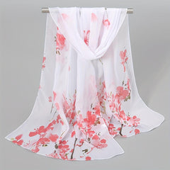Chiffon Silk Scarf Print Retro Warm Shawl for Women