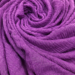 Purple Crinkle Scarf Frayed Edge Warm Shawl Women Head Wrap