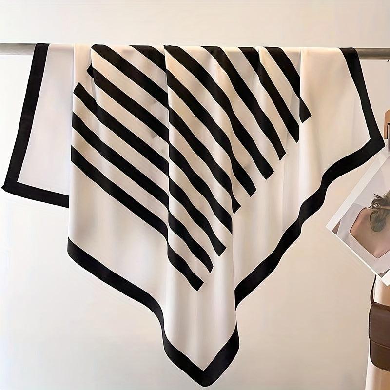 Striped Shawl Bandana Silk Satin Square Scarf Head Wrap