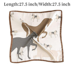 Houndstooth Horse Print Scarf Vintage Block Square Neckerchief