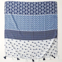 Geometric Print Tassel Scarf Boho Block Shawl Casual Hijab Head Wrap Women