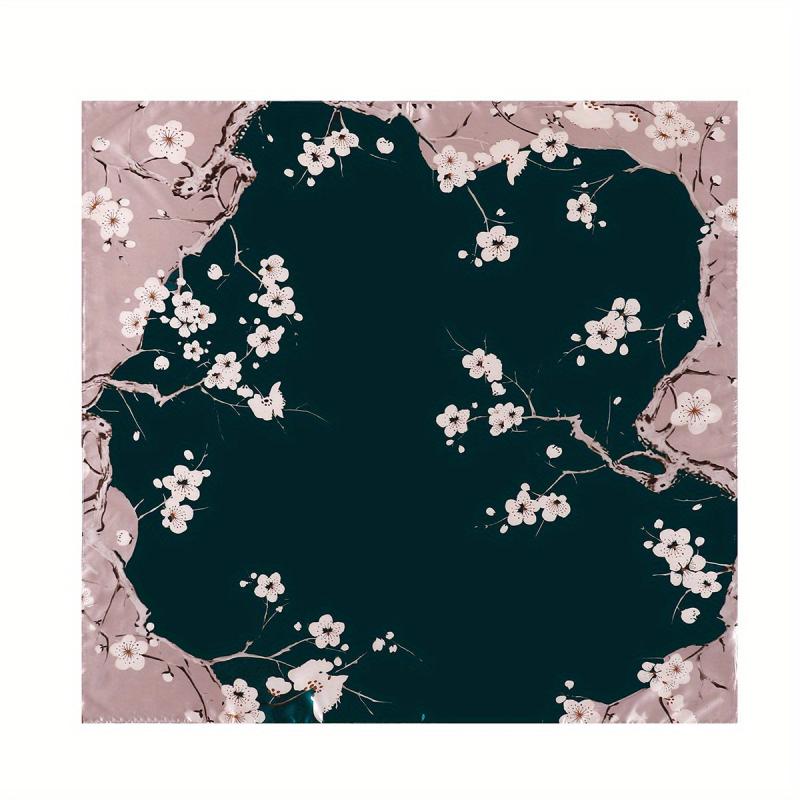 Plum Blossom Print Bandana Block Shawl Square Scarf Head Wrap