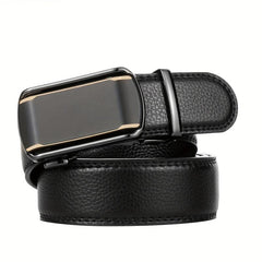 Men's Auto Buckle Belt PU Leather Business Waist Strap