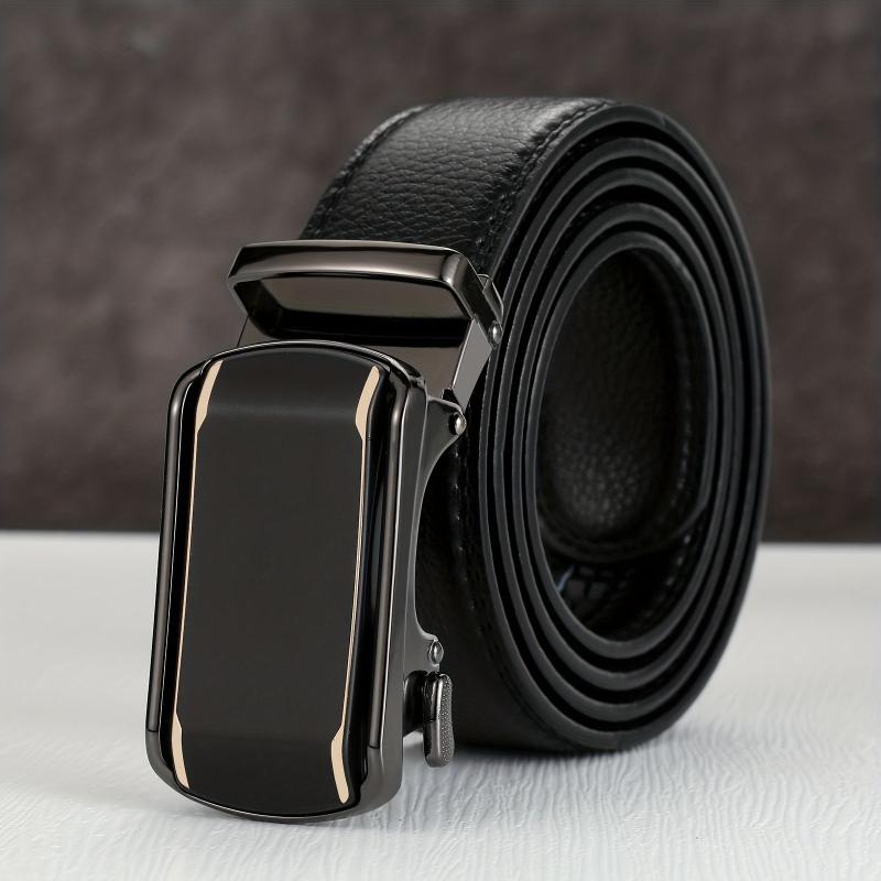 Men's Auto Buckle Belt PU Leather Business Waist Strap