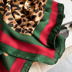 Leopard Print Silk Scarf Sunscreen Wrap Beach Towel