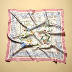 Pink Satin Square Scarf Women Hair Accessories