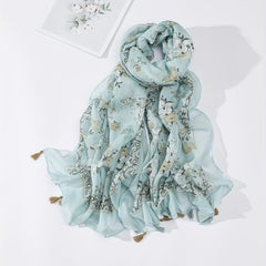 Floral Tassel Scarf Print Breathable Shawl Casual Windproof Headwrap