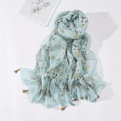 Floral Tassel Scarf Print Breathable Shawl Casual Windproof Headwrap