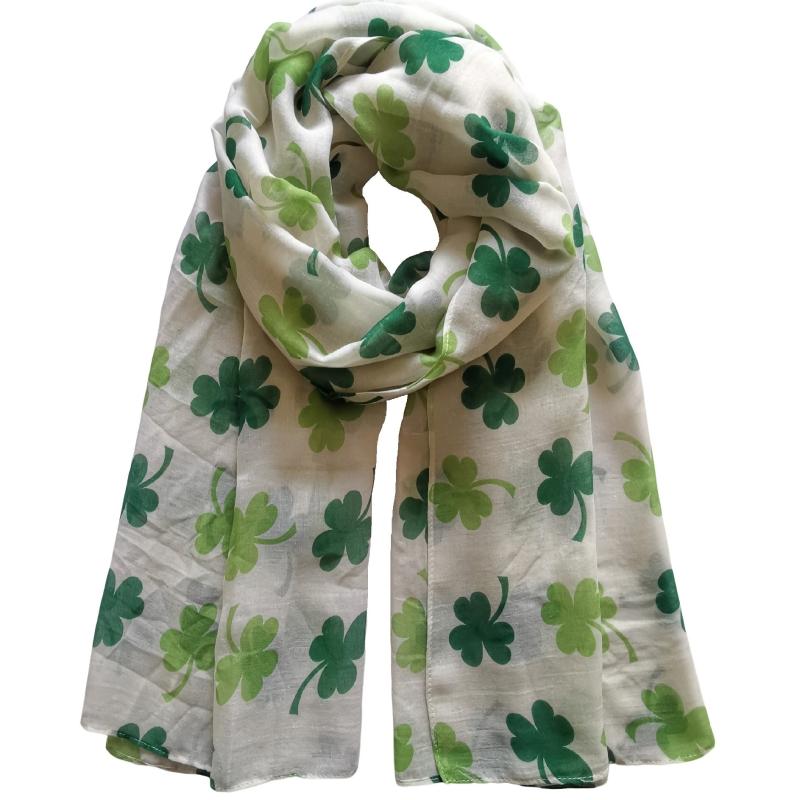 Irish Green Shamrock Scarf St Patrick's Day Windproof Wrap Turban