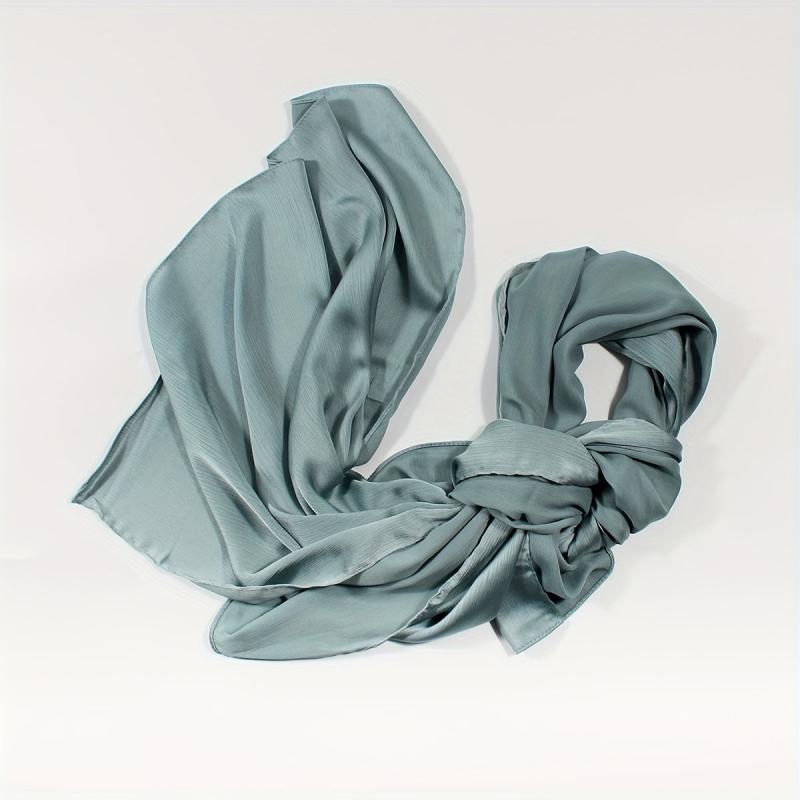 Pleated Silk Shawl Scarf Wrap Head Wrap for Daily Decoration - Mother's Gift