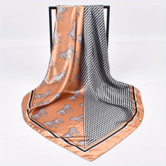 Large Square Silk Scarf Animal Print Head Wrap