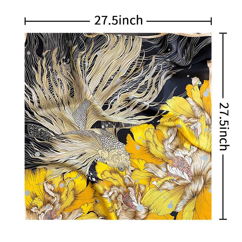 Goldfish Blossom Neckerchief Silk Square Scarf Bandana Head Wrap