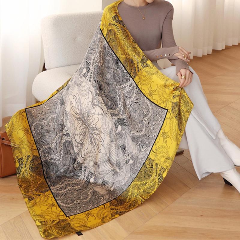 Silk Scarf Sunshade Print Beach Towel Square Scarf