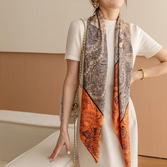 Silk Scarf Sunshade Print Beach Towel Square Scarf