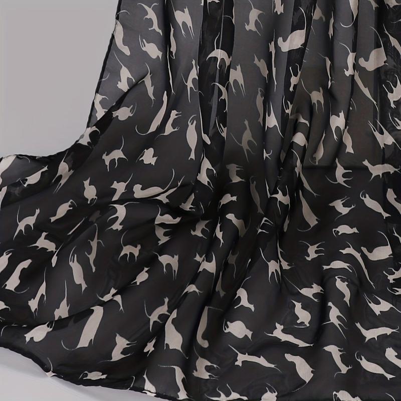 Cat Print Chiffon Scarf Solid Thin Breathable Shawl Hijab