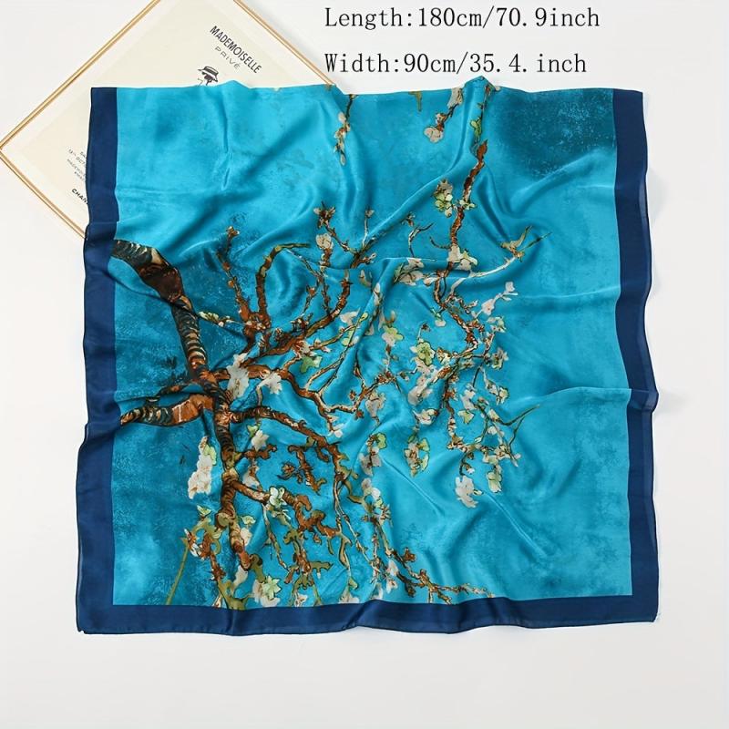 Plum Blossom Scarf Shawl Wrap Head Wrap for Daily Decoration