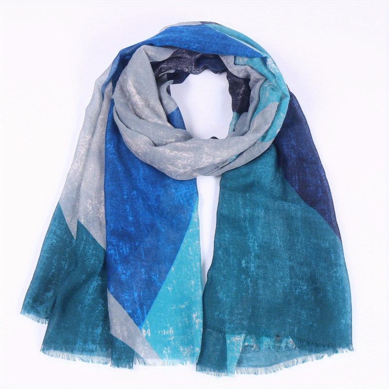 Tie Dye Print Shawl Raw Edge Scarf