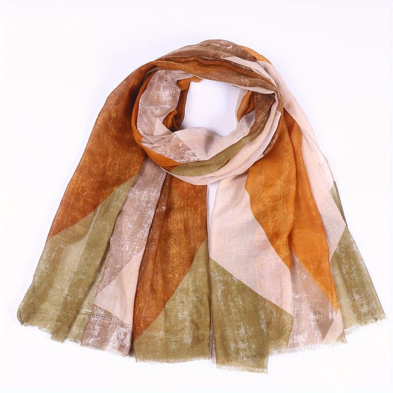 Tie Dye Print Shawl Raw Edge Scarf