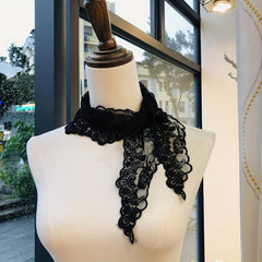 Triangle Mantilla Head Covering Lace Floral Neck Scarf Church Head Veil