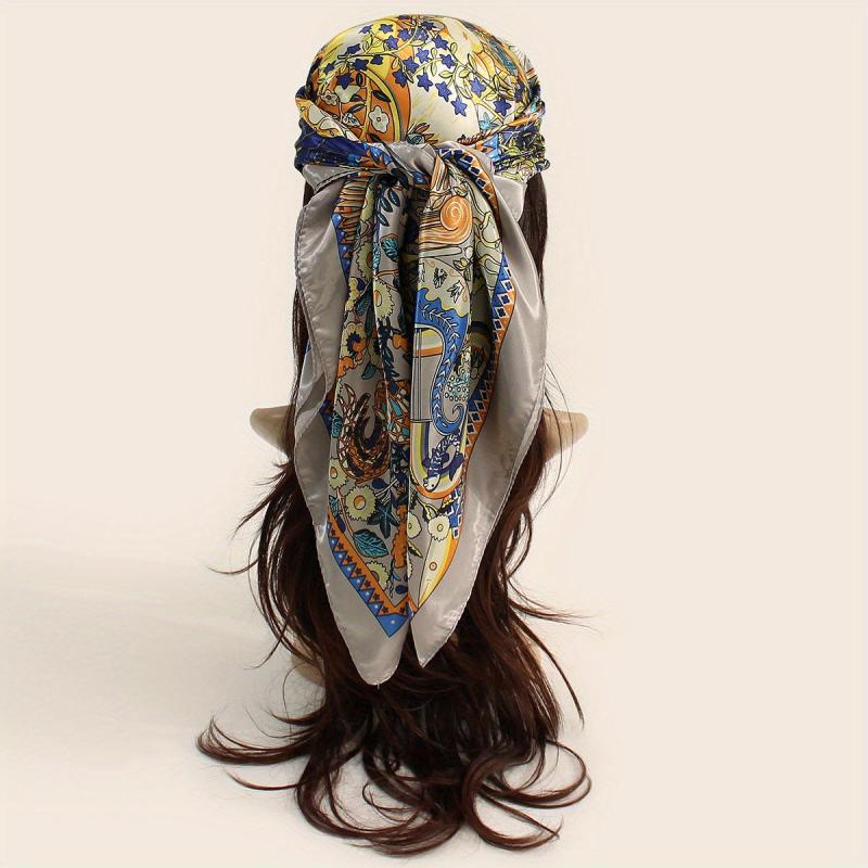 Lucky Tree Print Bandana Vintage Satin Shawl Silk Scarf For Women