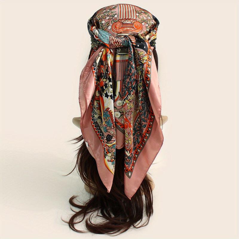 Lucky Tree Print Bandana Vintage Satin Shawl Silk Scarf For Women