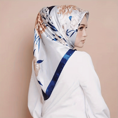 Flower Print Shawl Large Satin Square Scarf Bandana Head Wrap