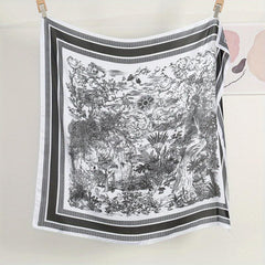Vintage Solid Print Scarf Silk Square Shawl Classic Satin Windproof Head Wrap