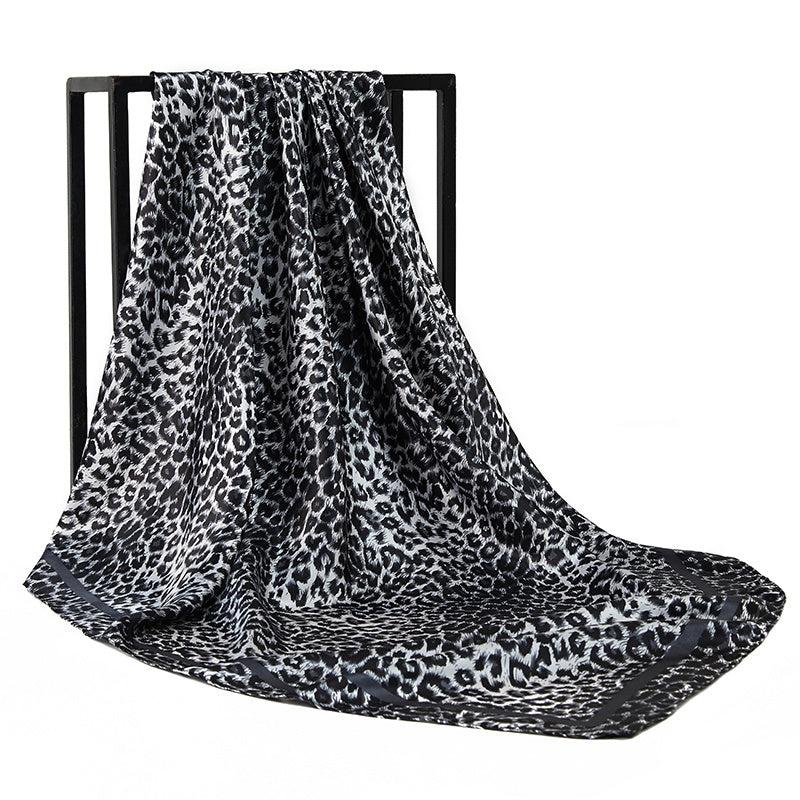 Leopard Print Silk Hair Scarf Neck Neckerchief for Women