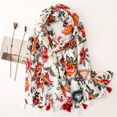 Boho Floral Print Scarf Vintage Shawl Head Wrap Scarves