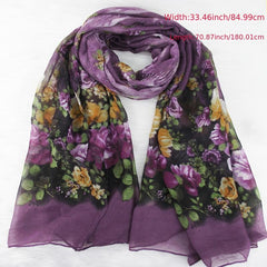 Purple Floral Print Vintage Scarf Warm Shawl Turban Beach Travel Sun