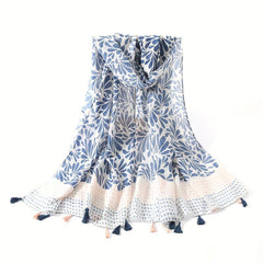 Geometric Print Tassel Scarf Vintage Block Shawl