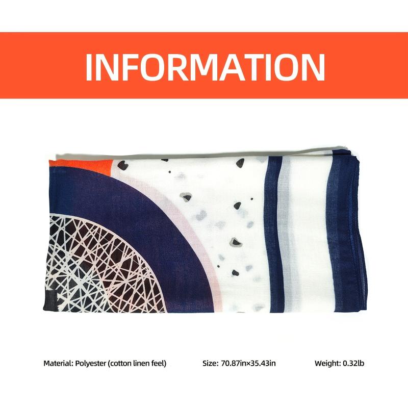 Geometric Print Cotton Linen Shawl Women's Scarf