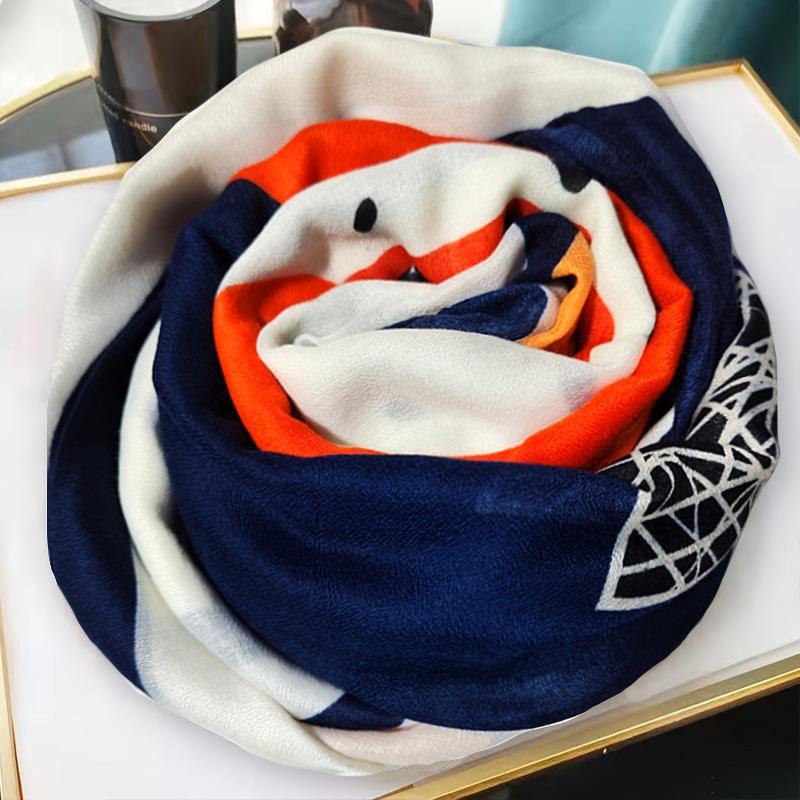 Geometric Print Cotton Linen Shawl Women's Scarf
