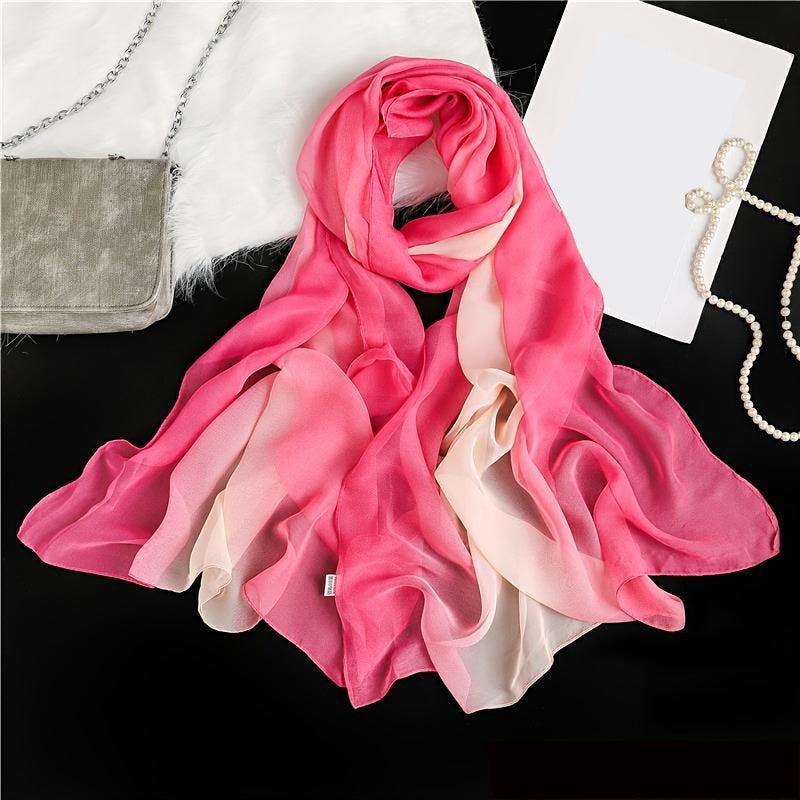 Women's Silk Scarf Lightweight Gradient Sun Protection Shawl