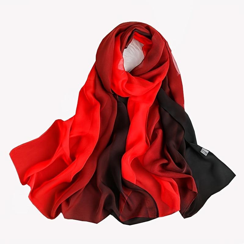 Women's Silk Scarf Lightweight Gradient Sun Protection Shawl