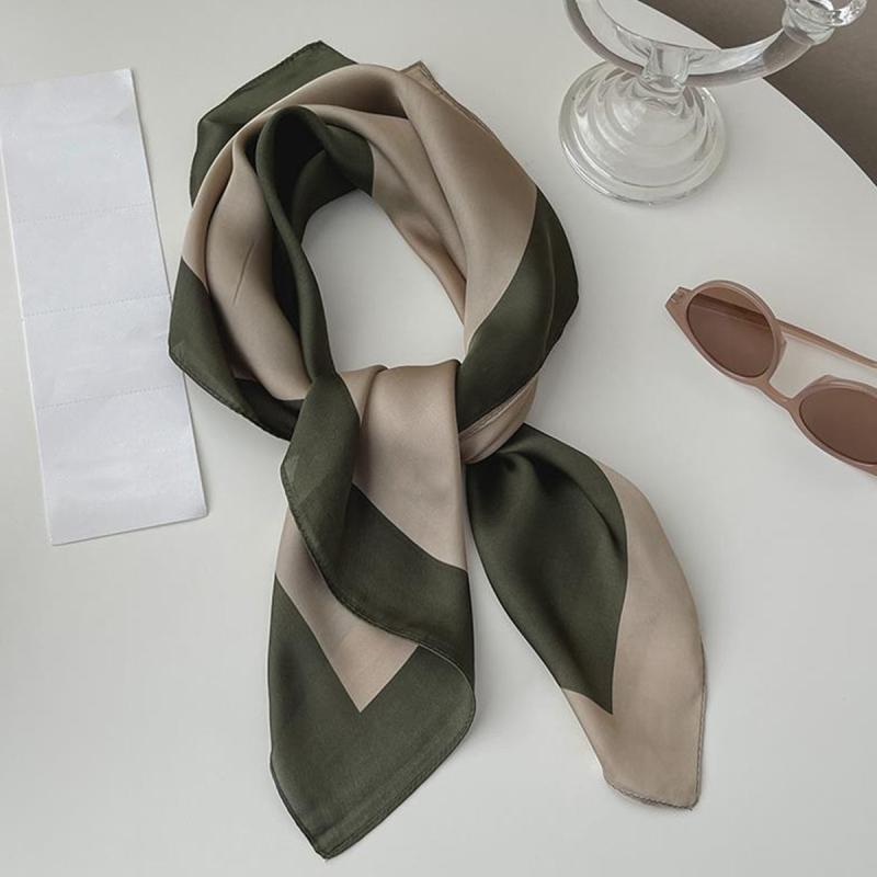 Vintage Block Neckerchief Silk Square Scarf Bandana Head Wrap