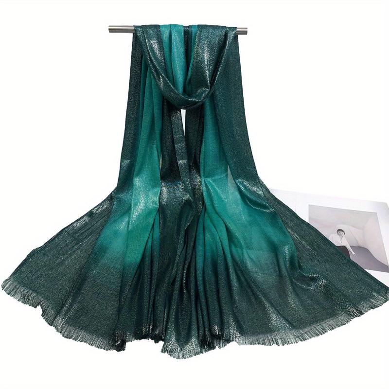 Vintage Gradient Scarf Hijab Solid Turban Warm Shawl Women Head Wrap
