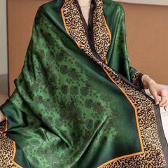 Vintage Leopard Floral Print Scarf Thin Breathable Sunscreen Shawl