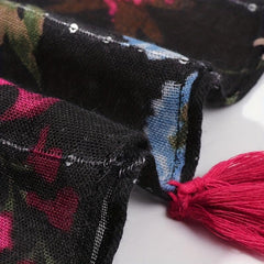 Flower Print Tassel Scarf Vintage Casual Shawl Windproof Warm Head Wrap