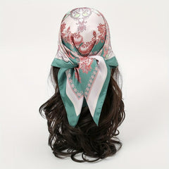 Paisley Print Bandana Satin Square Scarf Neckerchief Head Wrap for Women