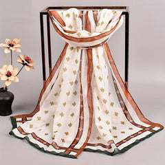 Bee Print Chiffon Scarf Thin Shawl Gauze Head Wrap Women Boho Towel