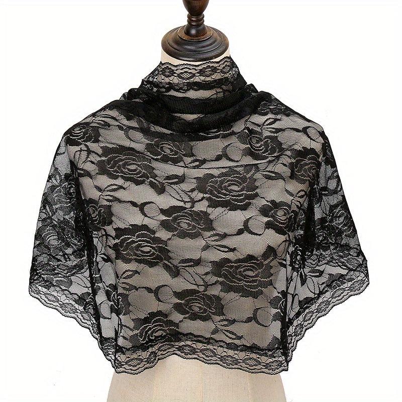 Embroidered Lace Mantilla Veil for Women