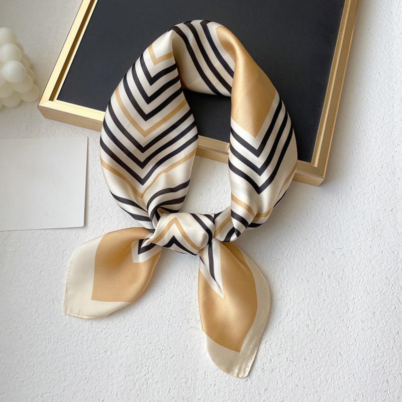 Stripe Print Neckerchief Silk Square Scarf Bandana