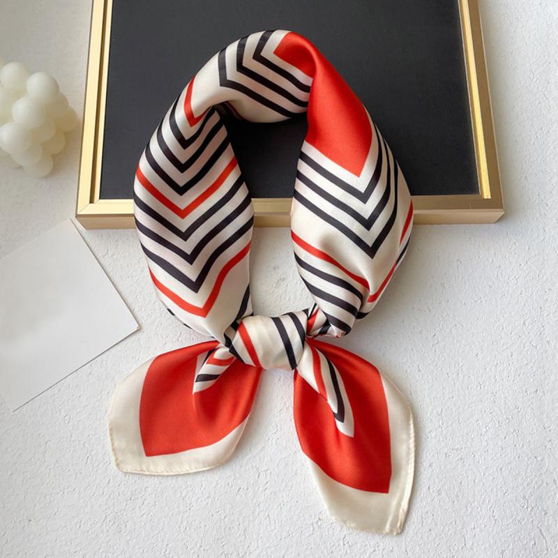 Stripe Print Neckerchief Silk Square Scarf Bandana