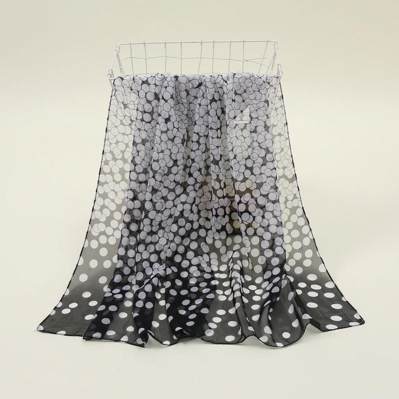 Chiffon Polka Dot Scarf Gradient Head Wrap Sunscreen Shawl